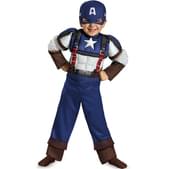 Disfraz de mini Capitán América Soldado de Invierno retro musculoso para niño