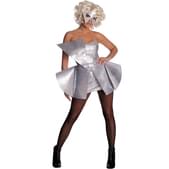 Disfraz de lentejuelas plateadas Lady Gaga para mujer