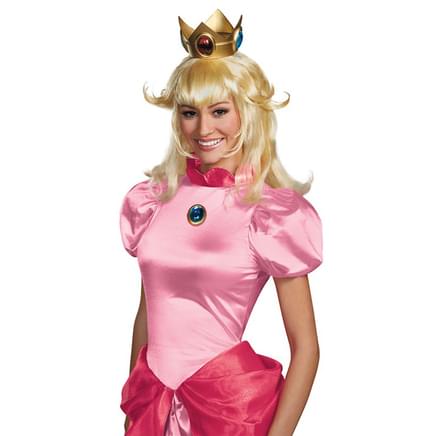 COSPLAZA Prinzessin Peach Perücke - 70cm Blonde Cosplay Perücke Mit Krone